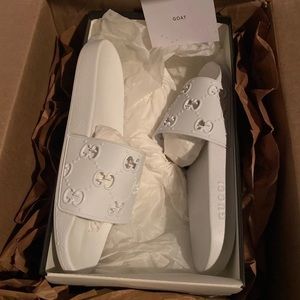 Great White Gucci Slides BRAND NEW
